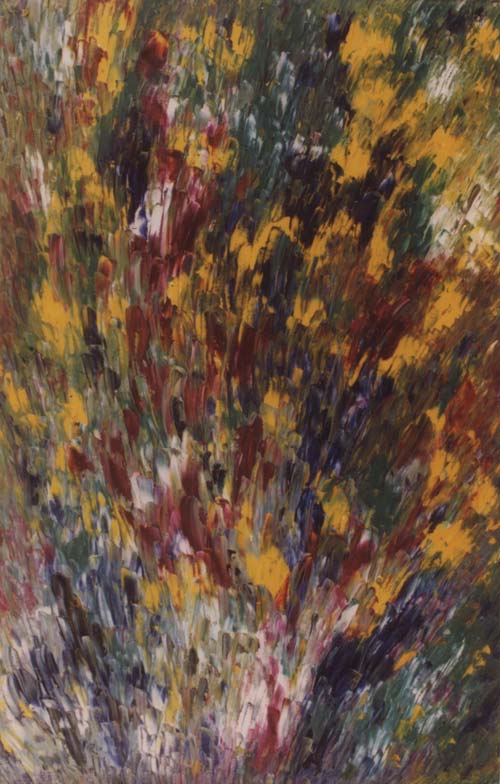 A tribute to my garden at dawn - a gift to behold Painting titled Usha Uphaar or Gift of Dawn by Kusum Shukla