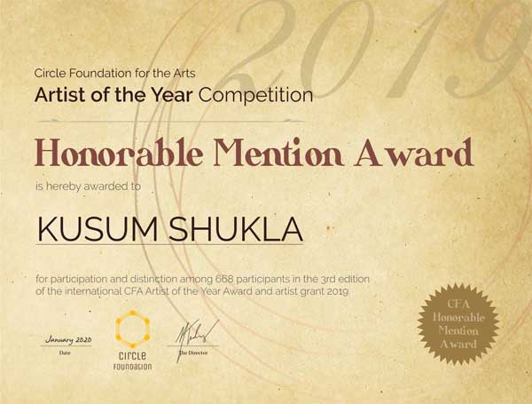 CFA Honorable Mention Award for Kusum Shukla
